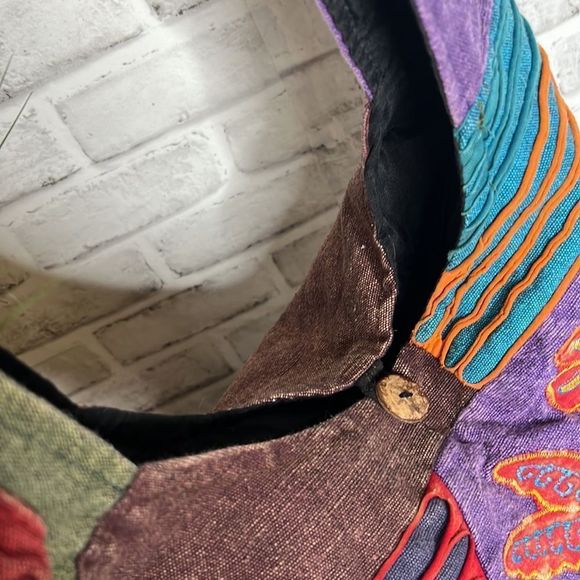Handcrafted in Nepal Patchwork Boho Hippie Crossbody Bag Purse - Picture 7 of 8